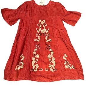 Free People Palvo red embroidered lined minidress M NWT